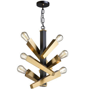 Olympia 6 Light 10 inch Black and Satin Brass Up Chandelier Ceiling Light