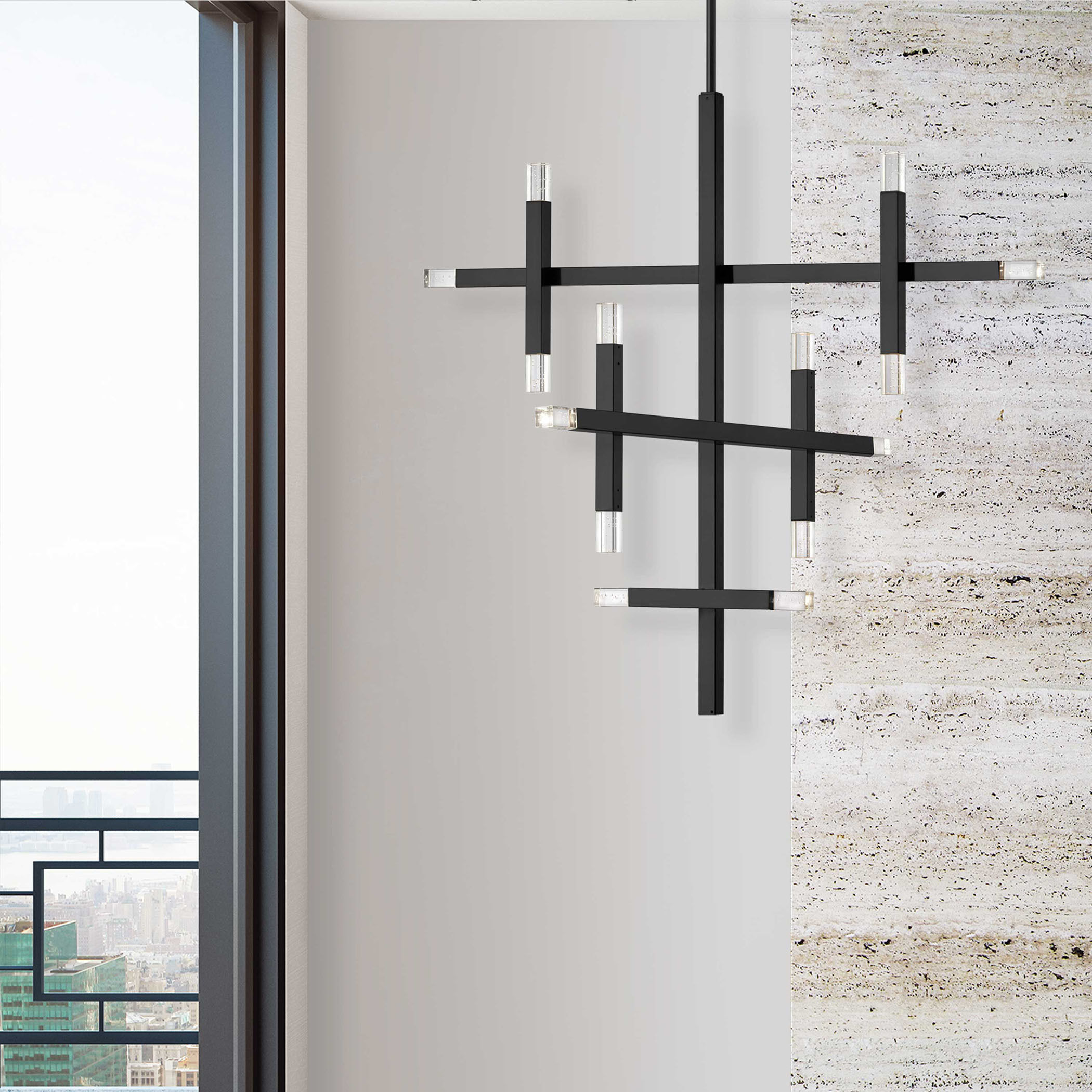 Francesca LED 35.5 inch Matte Black Chandelier Ceiling Light