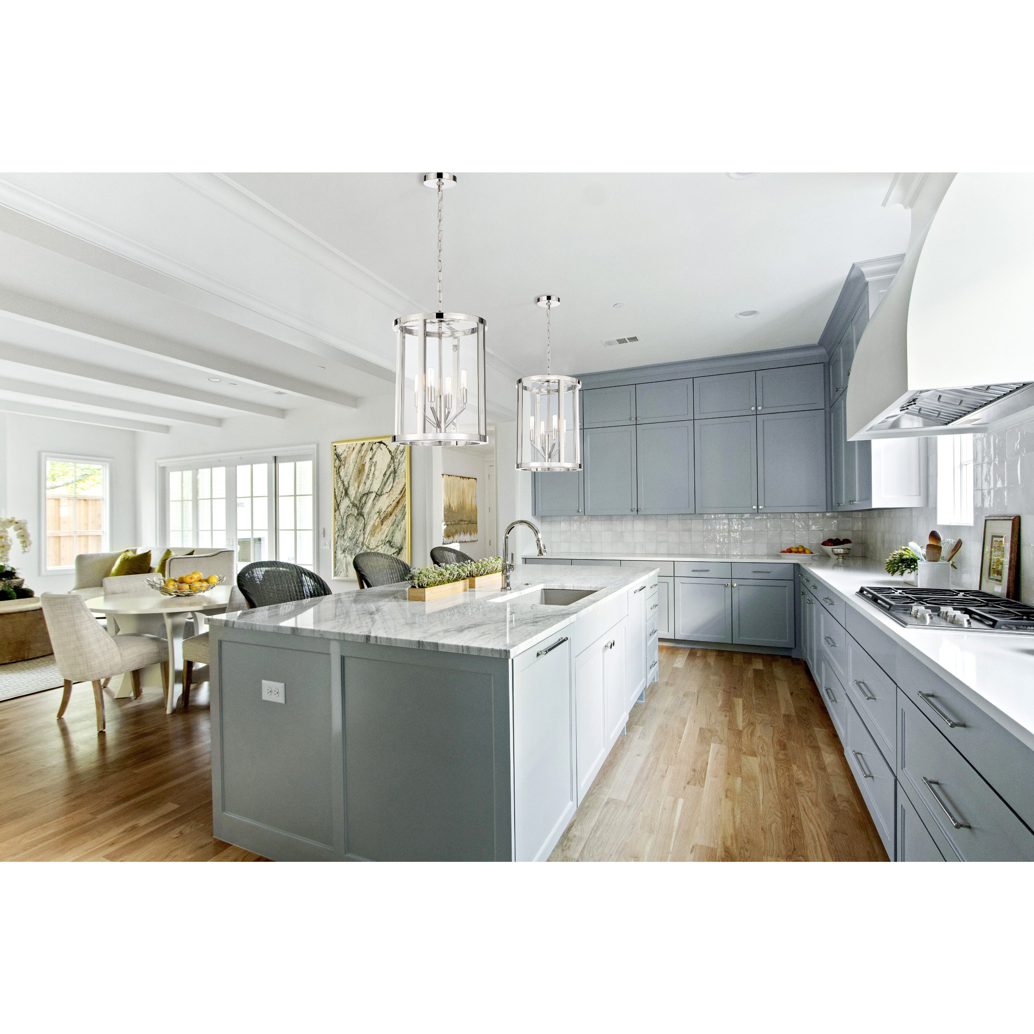 Devon 4 Light 14 inch Polished Nickel Lantern Chandelier Ceiling Light