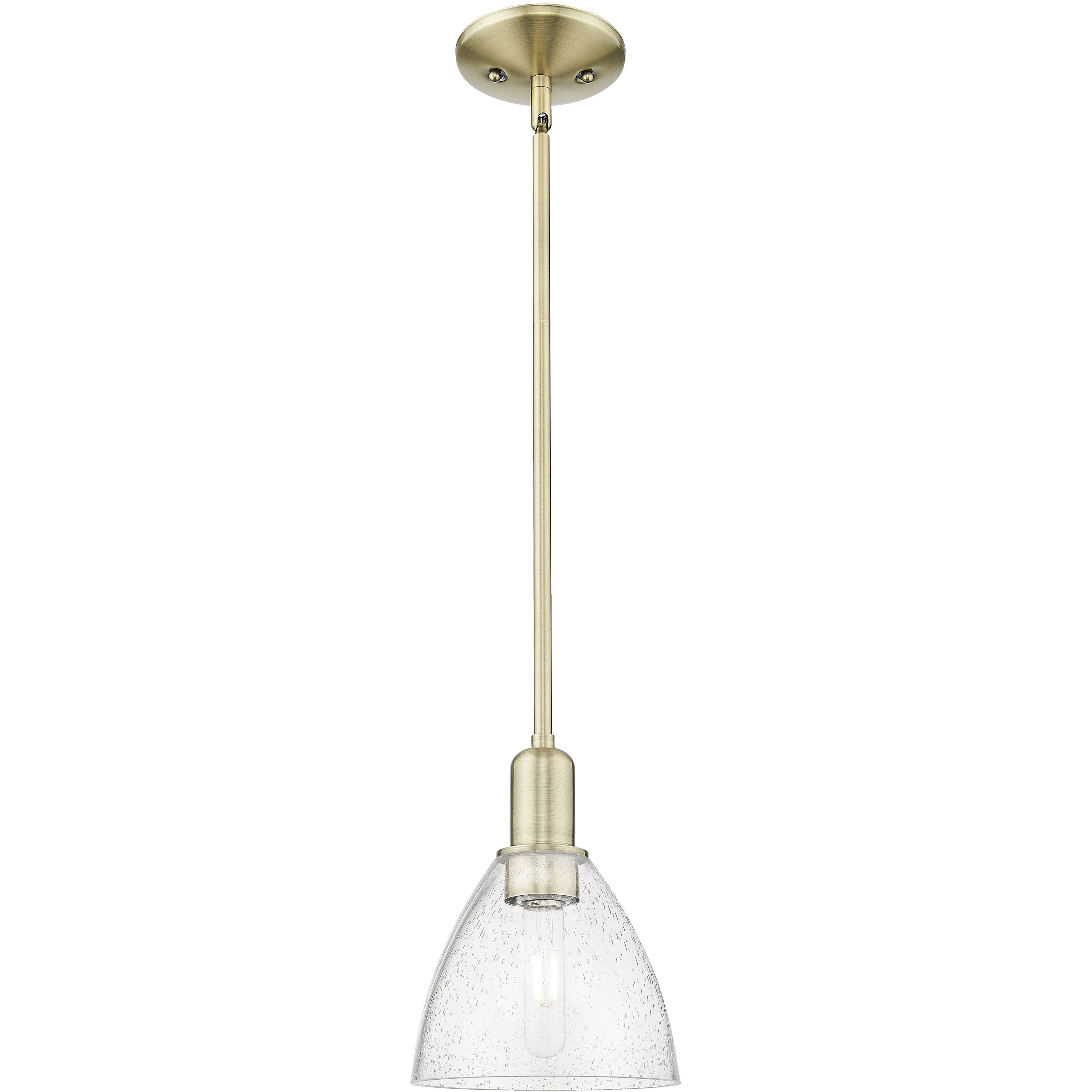 Arcadia Bristol 1 Light 7.5 inch Antique Brass Mini Pendant Ceiling Light in Seedy
