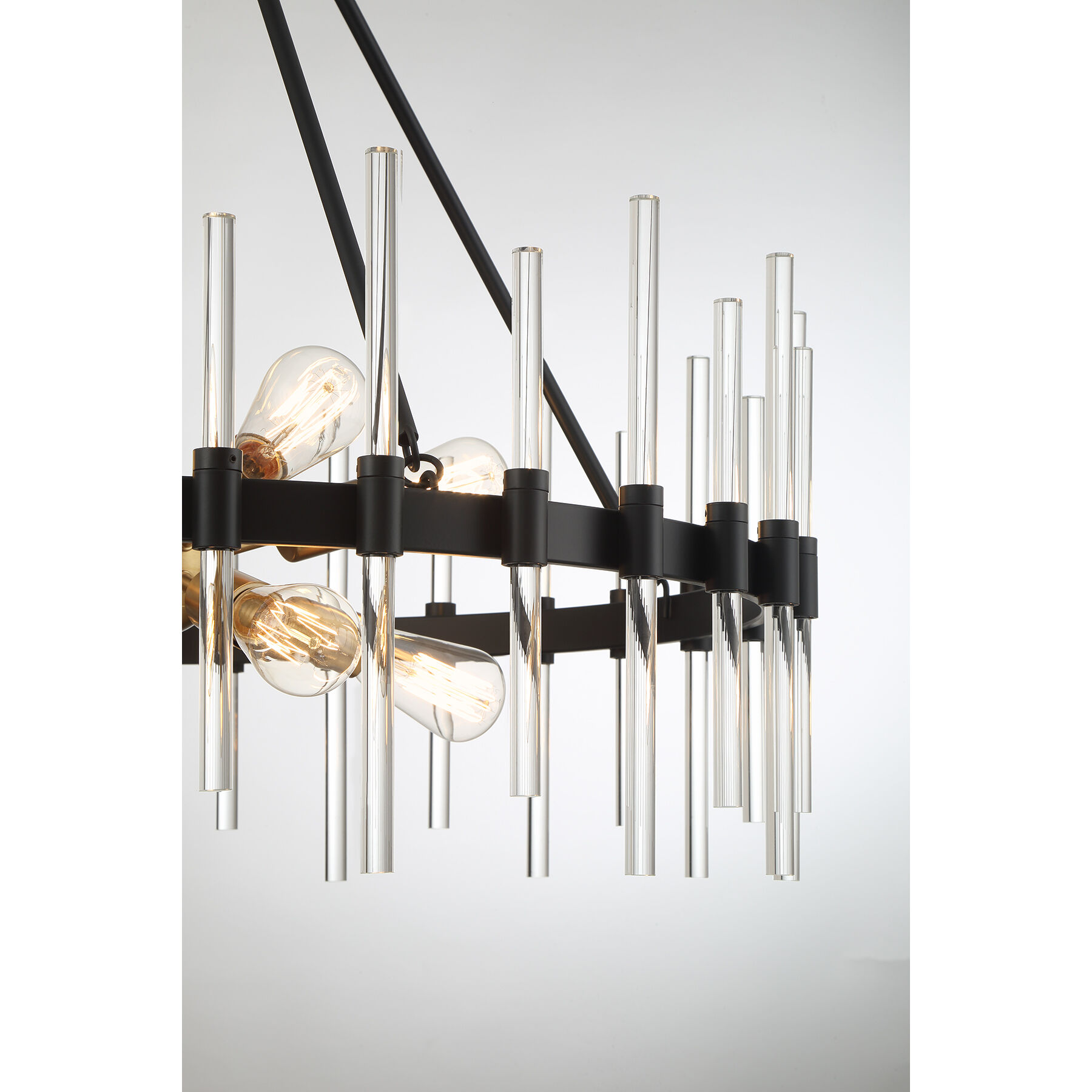 Santiago 8 Light 30 inch Black with Warm Brass Accents Pendant Ceiling Light