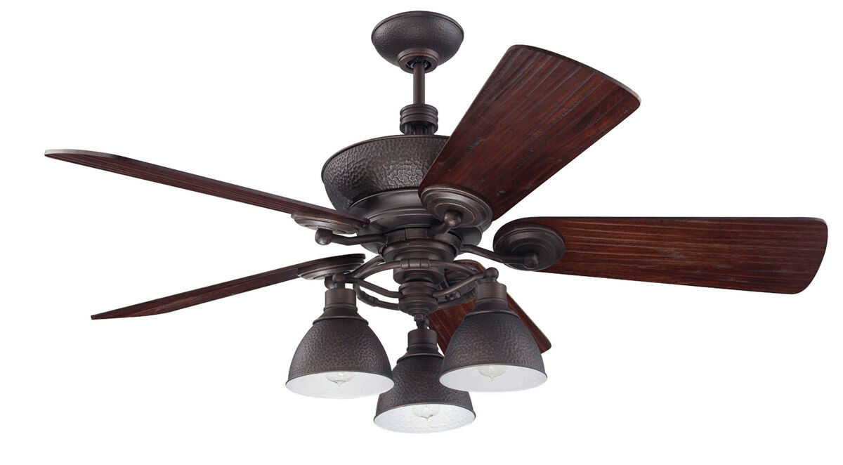 Timarron 54 inch Aged Bronze Brushed with Hand-Scraped Walnut Blades Ceiling Fan Kit