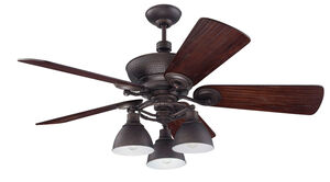 Timarron 54 inch Aged Bronze Brushed with Hand-Scraped Walnut Blades Ceiling Fan Kit