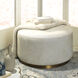 Thackeray 16 inch White Hide & Antique Brass Metal Round Pouf