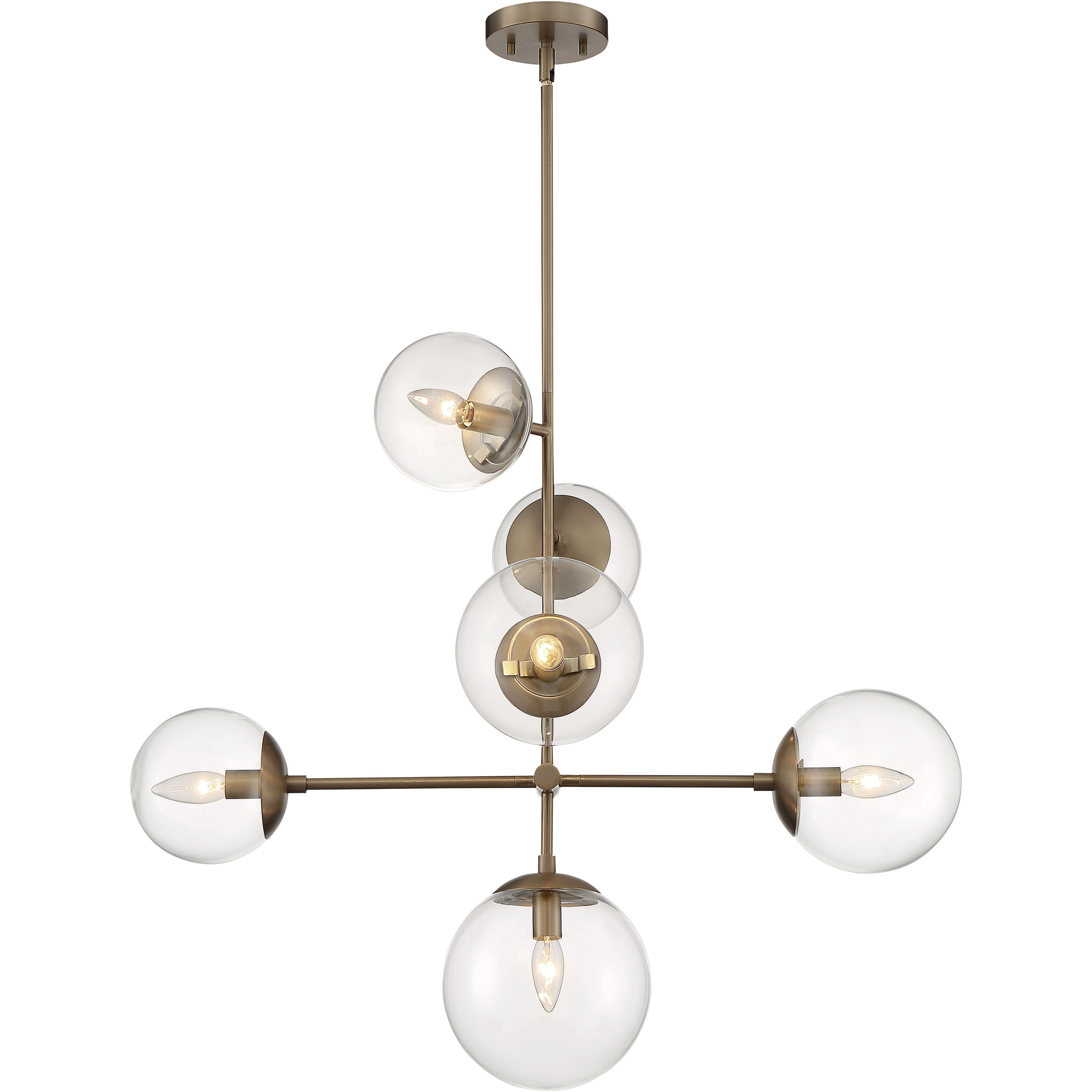 Sky 6 Light 16 inch Burnished Brass Pendant Ceiling Light