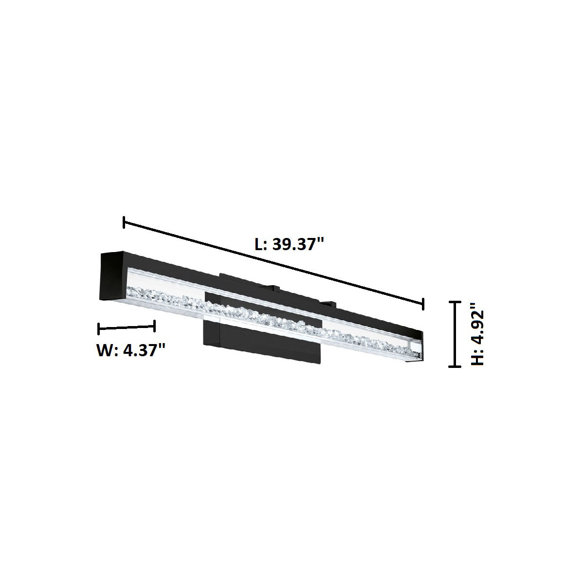 Cardito LED 39.37 inch Matte Black Bath Vanity Wall Light