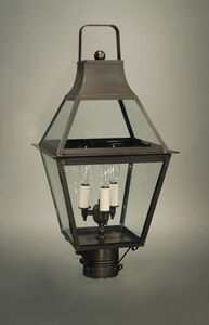 Uxbridge 1 Light 23 inch Antique Brass Post Lantern in Clear Glass, Chimney, Medium