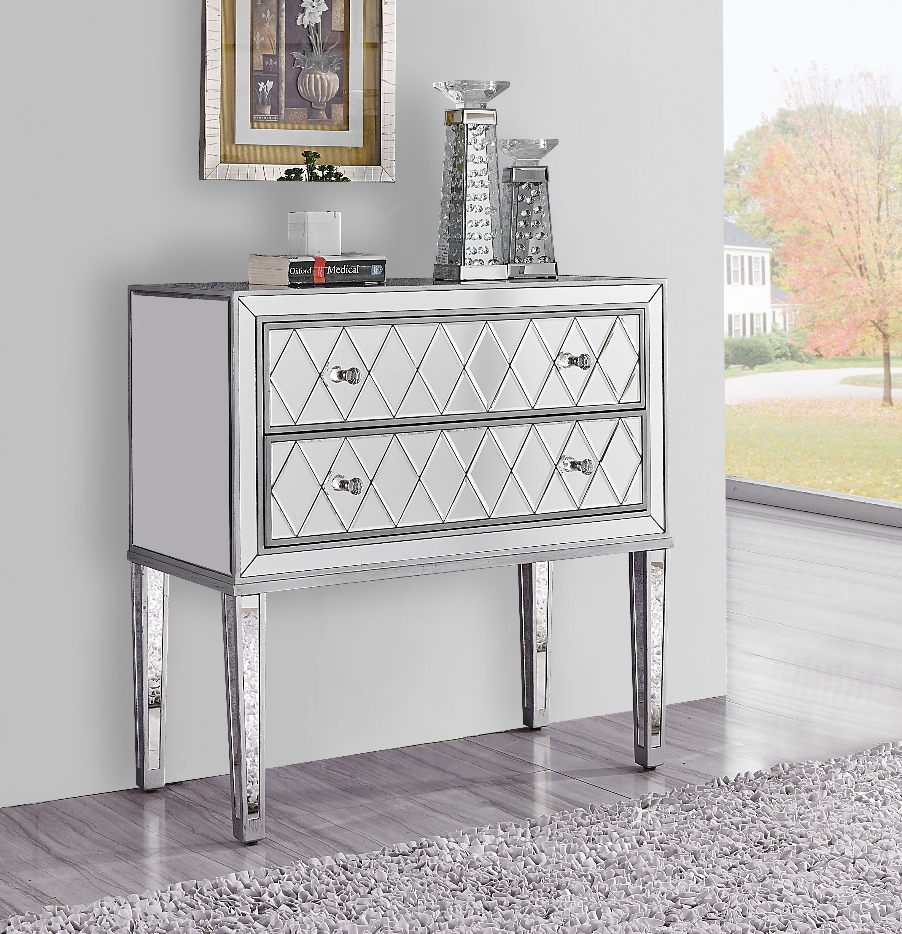 Reflexion 34 X 34 inch Antique Hand Rubbed Silver Nightstand