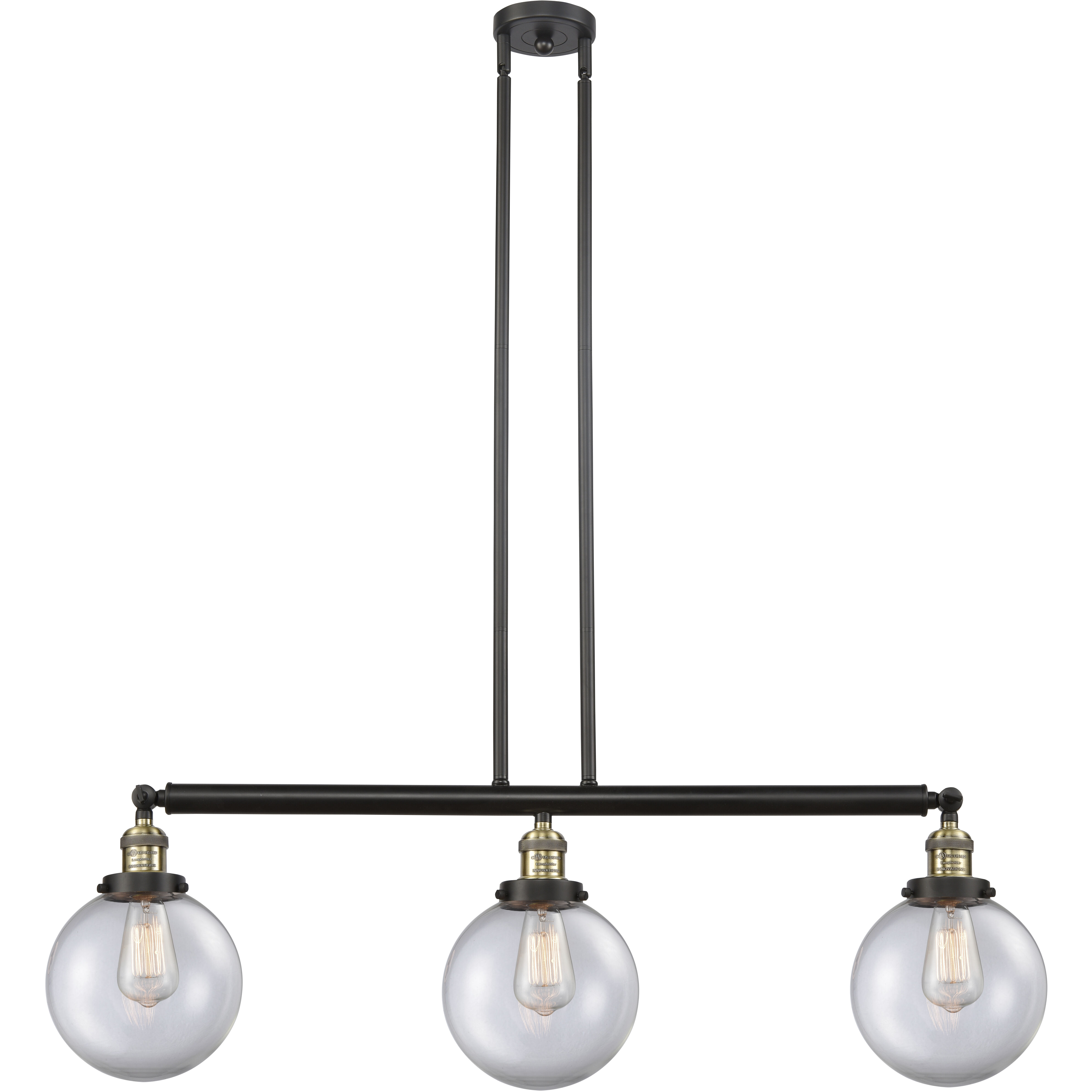 Franklin Restoration Large Beacon LED 41 inch Black Antique Brass Island Light Ceiling Light in Clear Glass, Franklin Restoration