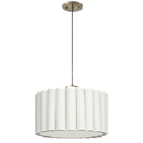 Scalloped LED 15 inch Weathered Brass and Walnut Pendant Ceiling Light
