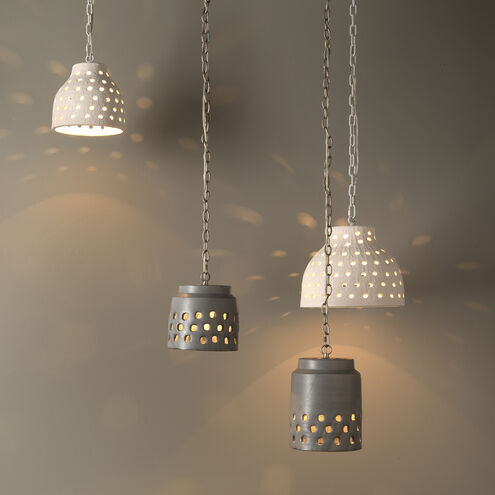 Perforated 1 Light 8.5 inch Grey Pendant Ceiling Light, Tapered