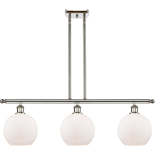 Ballston Athens LED 36 inch Polished Nickel Island Light Ceiling Light in Matte White Glass, Ballston