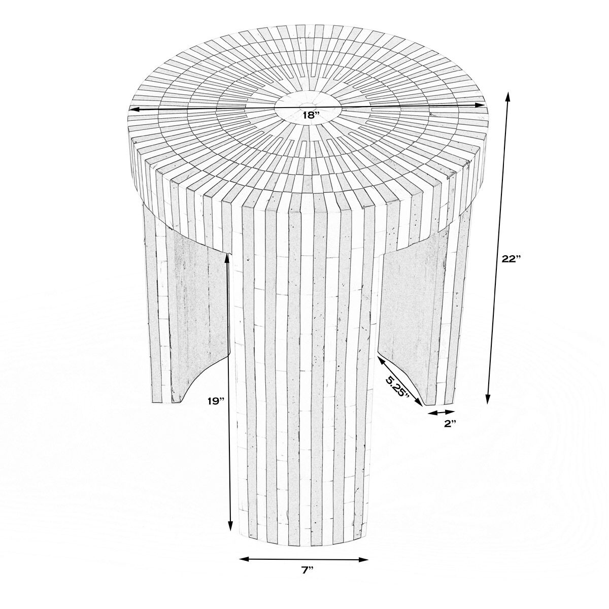 Rimma Bone Inlay Side Table in Black and White