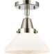 Franklin Restoration Caden 1 Light 8 inch Polished Nickel Flush Mount Ceiling Light in Matte White Glass