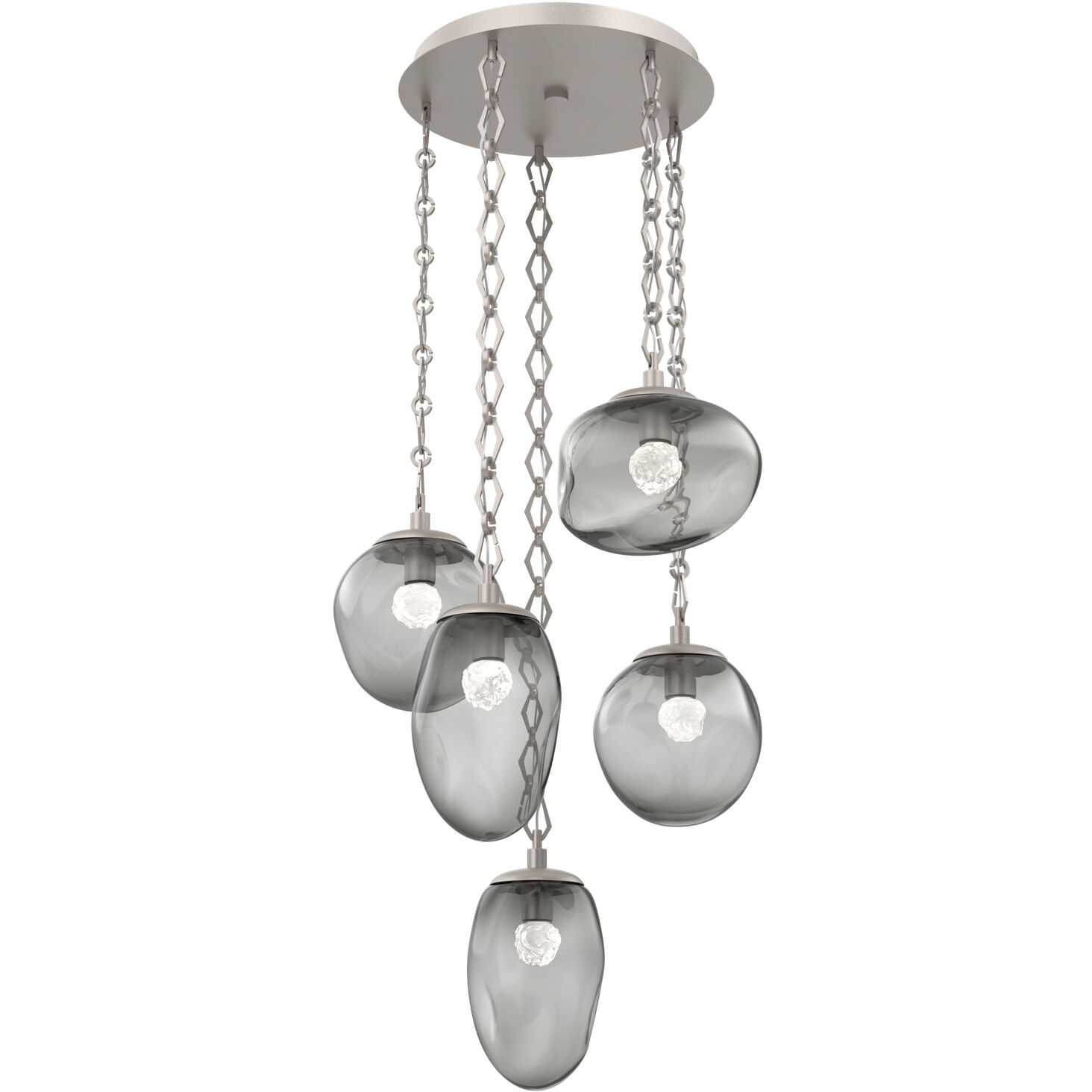 Cosmos LED 24.3 inch Beige Silver Multi-Pendant Ceiling Light in Smoke, 2700K LED, Diamond Chain