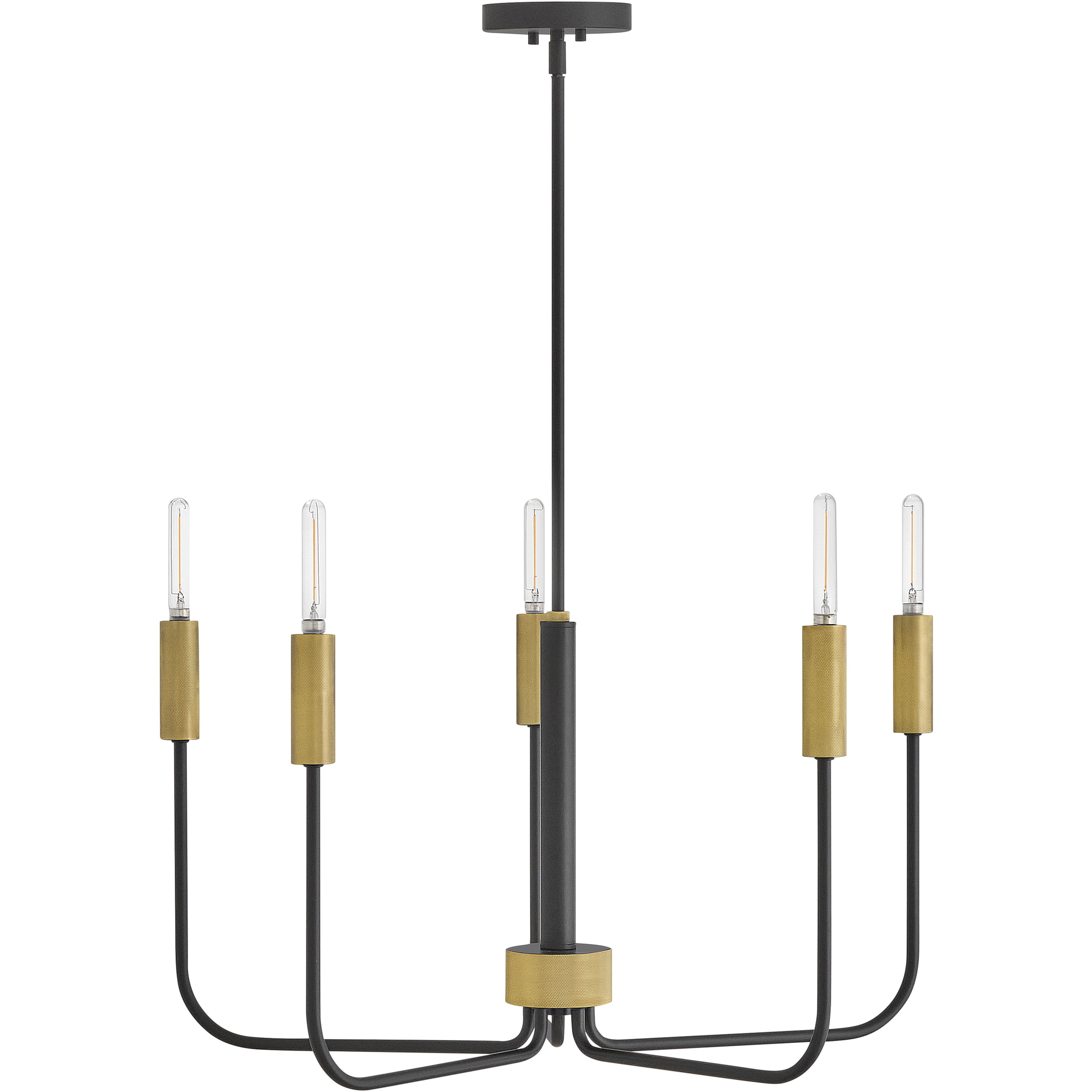 Austen 5 Light 28.25 inch Black with Lacquered Brass Chandelier Ceiling Light