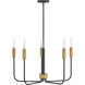 Austen 5 Light 28.25 inch Black with Lacquered Brass Chandelier Ceiling Light