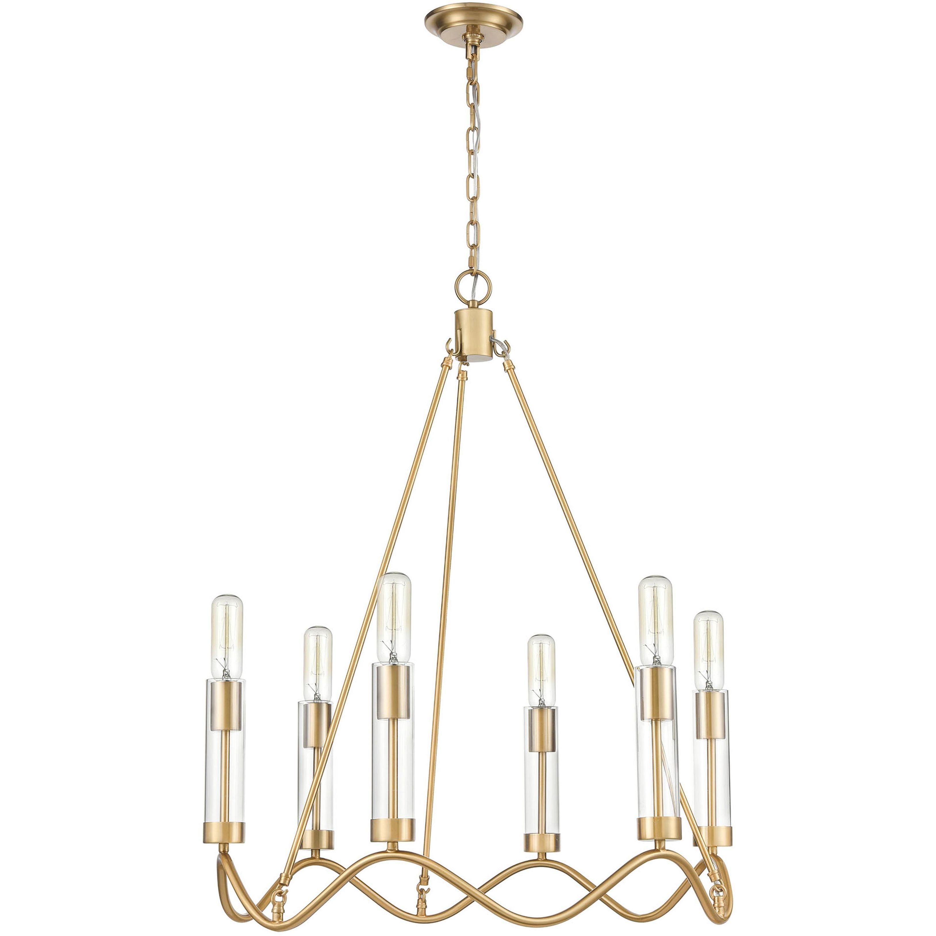 Celsius 6 Light 27 inch Satin Brass Chandelier Ceiling Light