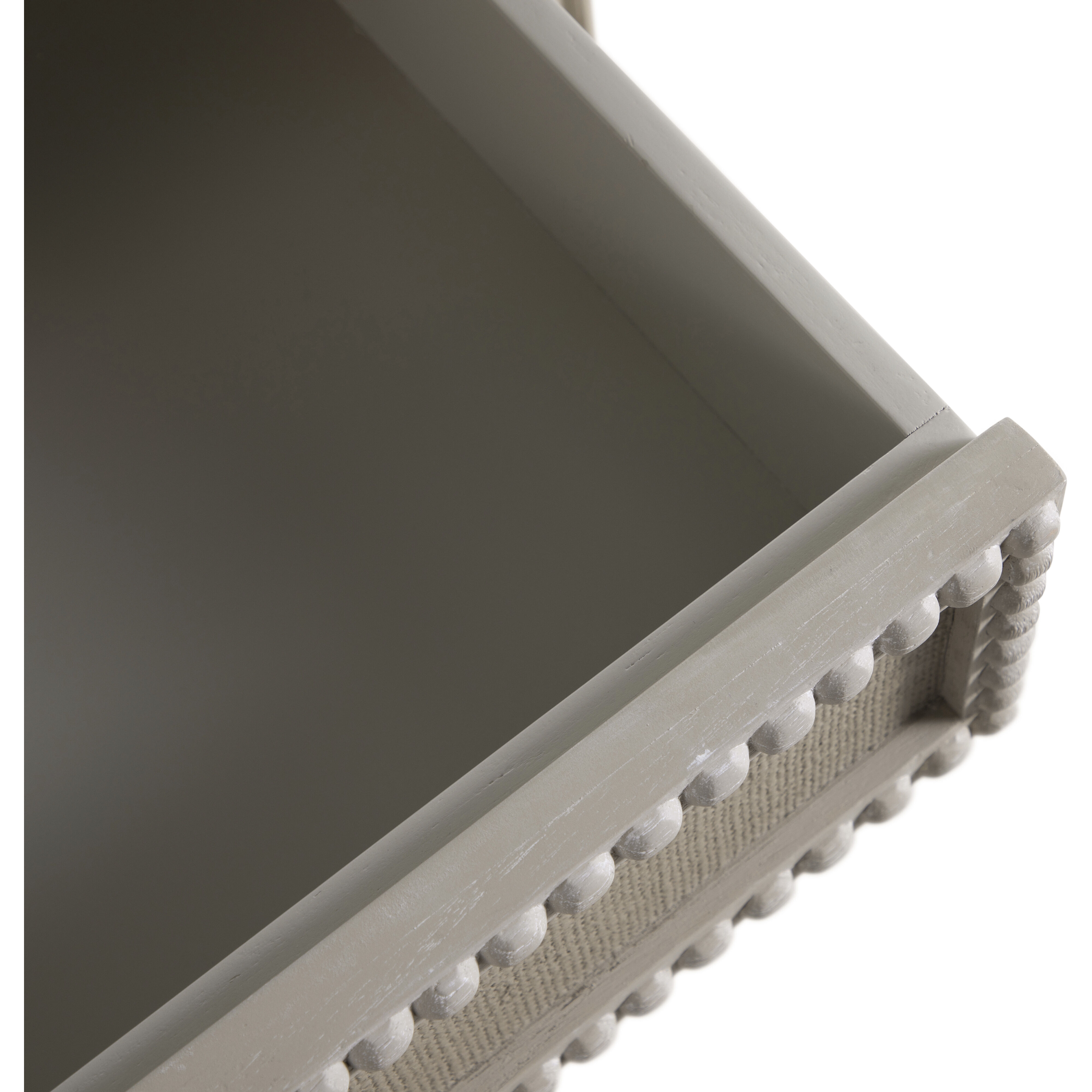 Caroline 30.5 X 30 inch Cerused White and Painted Burlap with Antique Bronze Nightstand