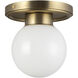 Alora Mood Fiore 1 Light 6 inch Brushed Gold/Glossy Opal Glass Semi-Flush Mount Ceiling Light
