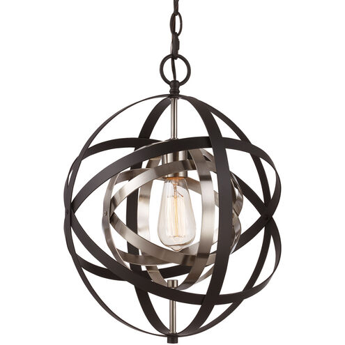 Monrovia 1 Light 12 inch Rubbed Oil Bronze and Antique Silver Leaf Pendant Ceiling Light