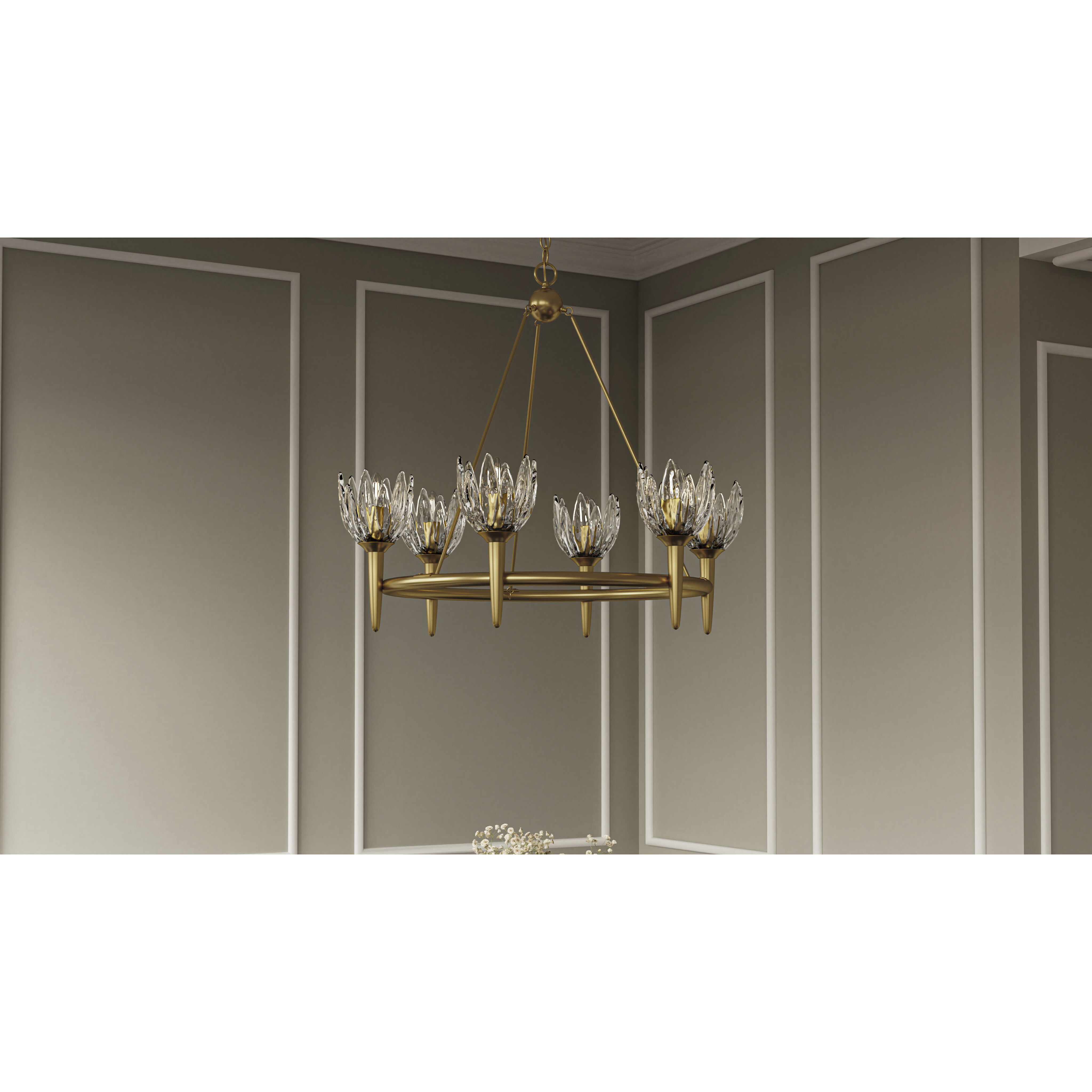 Shea 6 Light 31 inch Brushed Gold Chandelier Ceiling Light