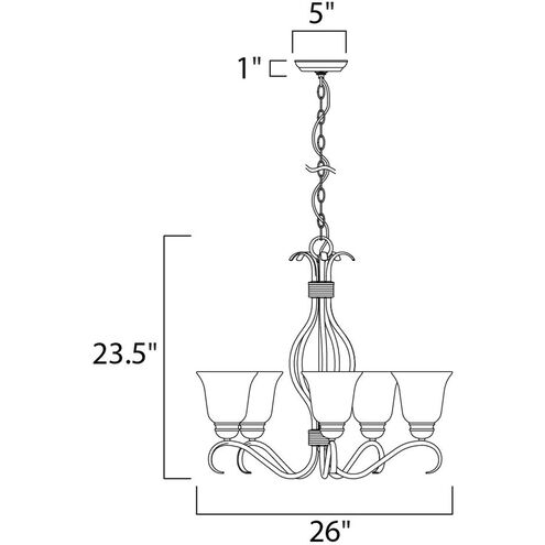 Basix 5 Light 26 inch Satin Nickel Single-Tier Chandelier Ceiling Light in Frosted