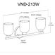 Vonda 3 Light 21 inch Matte Black Vanity Light Wall Light