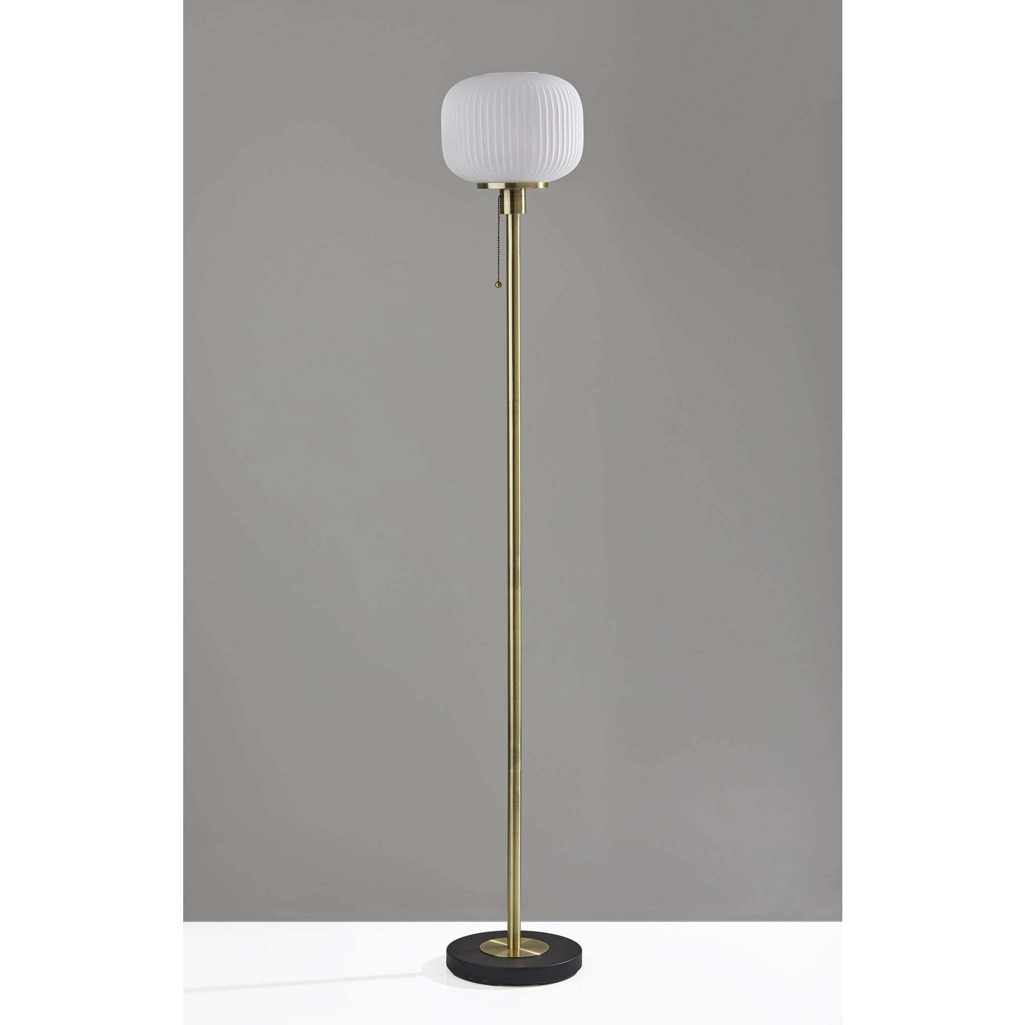 Hazel 65 inch 60.00 watt Antique Brass Floor Lamp Portable Light 