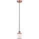 Edison Canton LED 6 inch Antique Copper Mini Pendant Ceiling Light in Matte White Glass