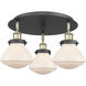 Olean 3 Light 18.25 inch Black Antique Brass Flush Mount Ceiling Light in Matte White
