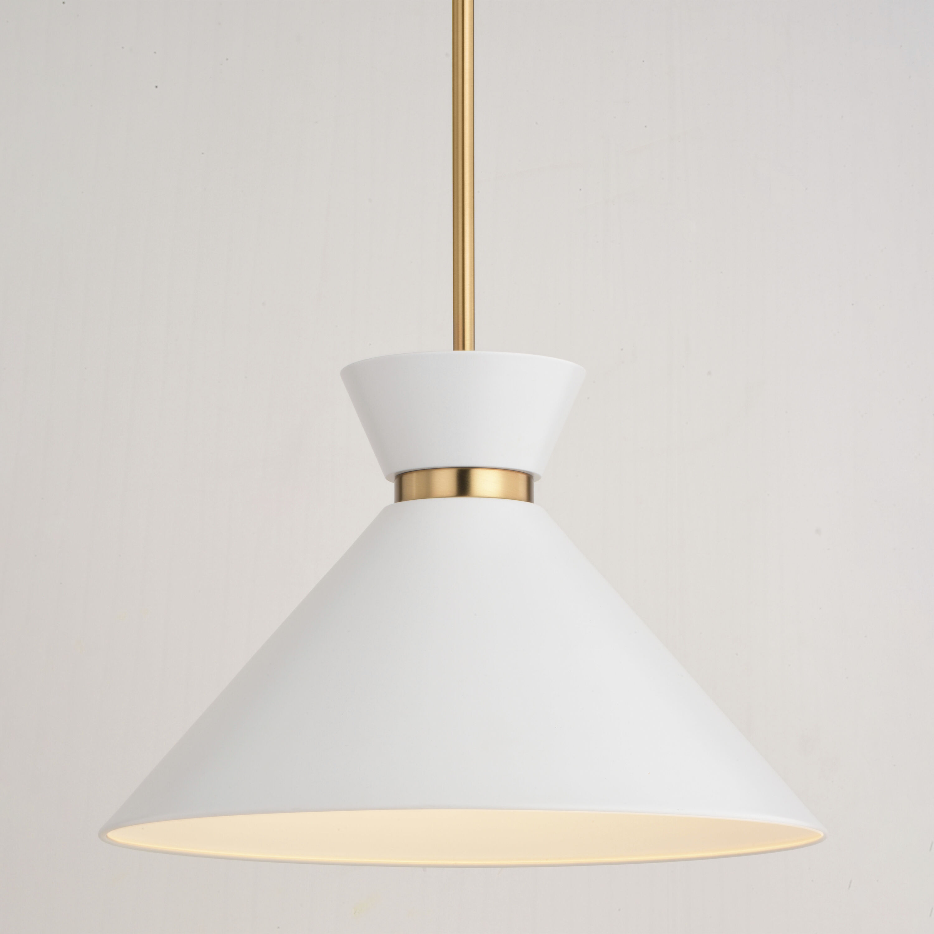 Racine LED 15 inch Matte White and Natural Brass Pendant Ceiling Light