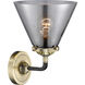 Nouveau Large Cone 1 Light 8 inch Black Antique Brass Sconce Wall Light in Plated Smoke Glass, Nouveau