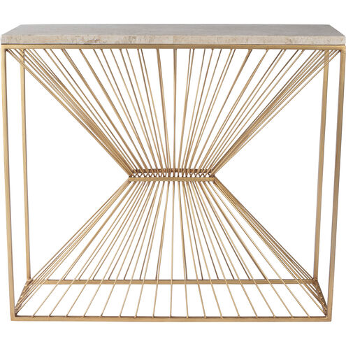 Cosmo Fossil Stone & Metal Console Table