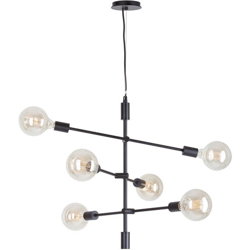 Baton 6 Light 24 inch Black Chandelier Ceiling Light