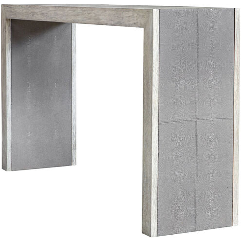 Aerina 60 inch Light Gray Faux Shagreen with Aged White and Gray Console Table