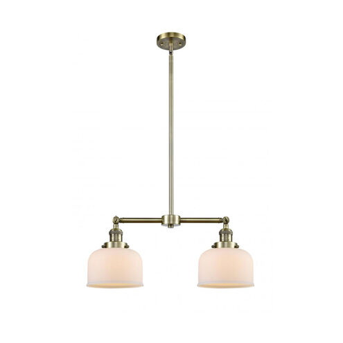 Franklin Restoration Large Bell LED 21 inch Antique Brass Chandelier Ceiling Light in Matte White Glass, Franklin Restoration