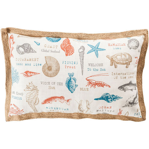 Great Reef 26 X 5.5 inch Coral/Crema/Turquoise Pillow Cover