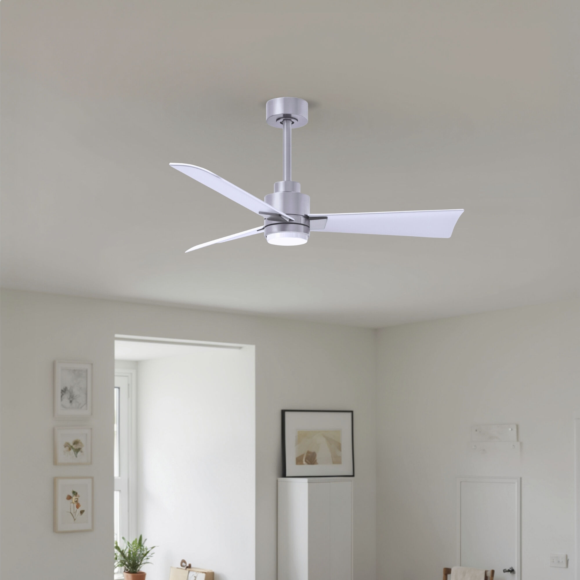Atlas Alessandra - LK 42 inch Brushed Nickel with Matte White Blades Ceiling Fan
