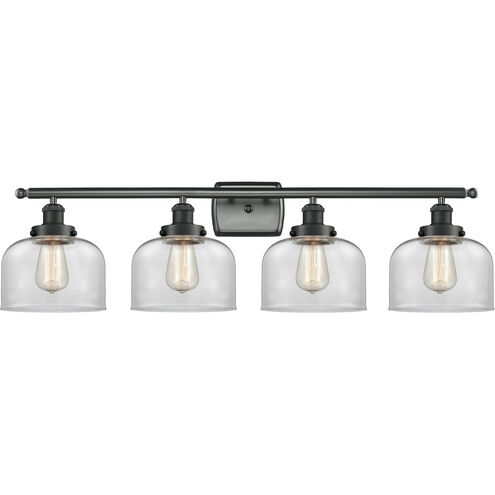 Ballston Large Bell 4 Light 36 inch Matte Black Bath Vanity Light Wall Light in Clear Glass, Ballston