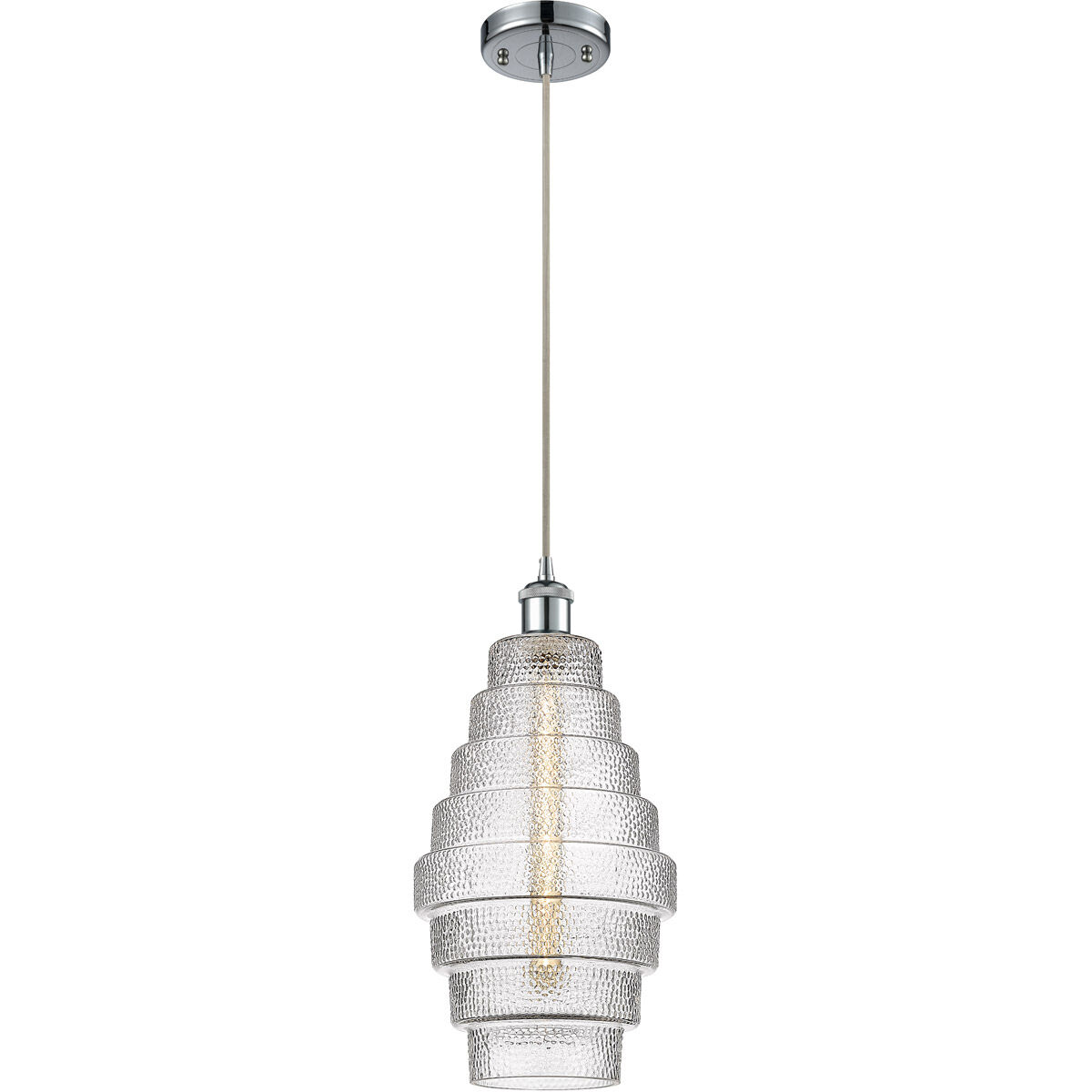 Ballston Cascade LED 8.25 inch Polished Chrome Mini Pendant Ceiling Light in Clear Glass