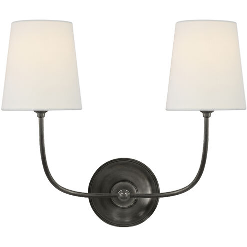 Thomas O'Brien Vendome Double Sconce Wall Light in Bronze, Linen