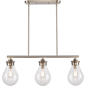 Genesis LED 39 inch Satin Nickel Island Light Ceiling Light in Clear Glass