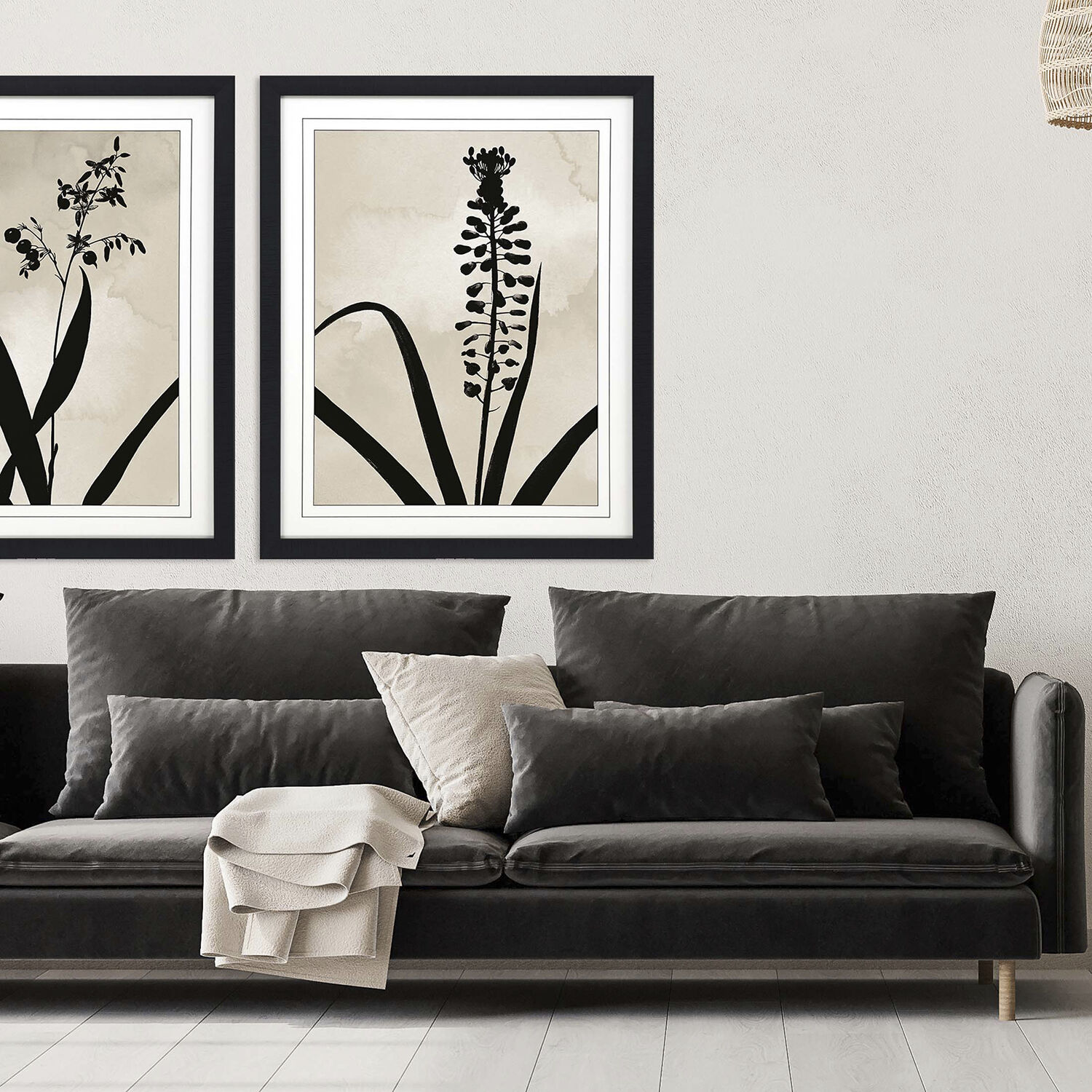 Dianella Muscari Black and Beige Framed Art