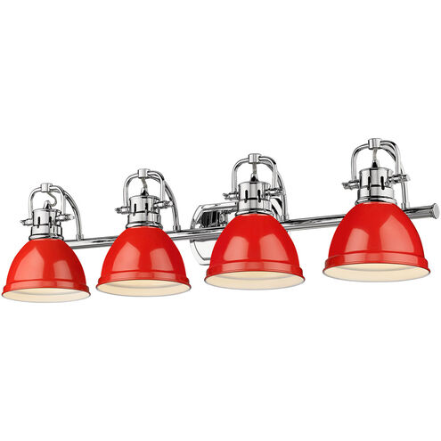 Duncan 4 Light 34 inch Chrome Bath Vanity Wall Light in Red