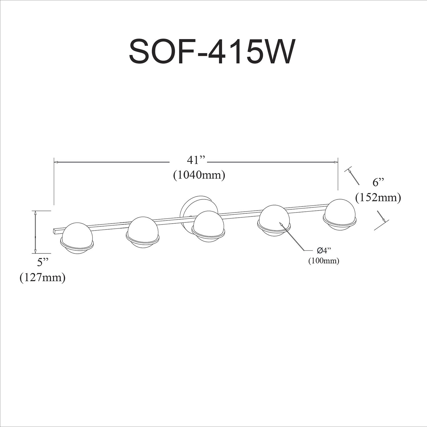 Sofia 5 Light 41 inch Matte Black with Aged Brass Vanity Light Wall Light in Matte Black and Aged Brass