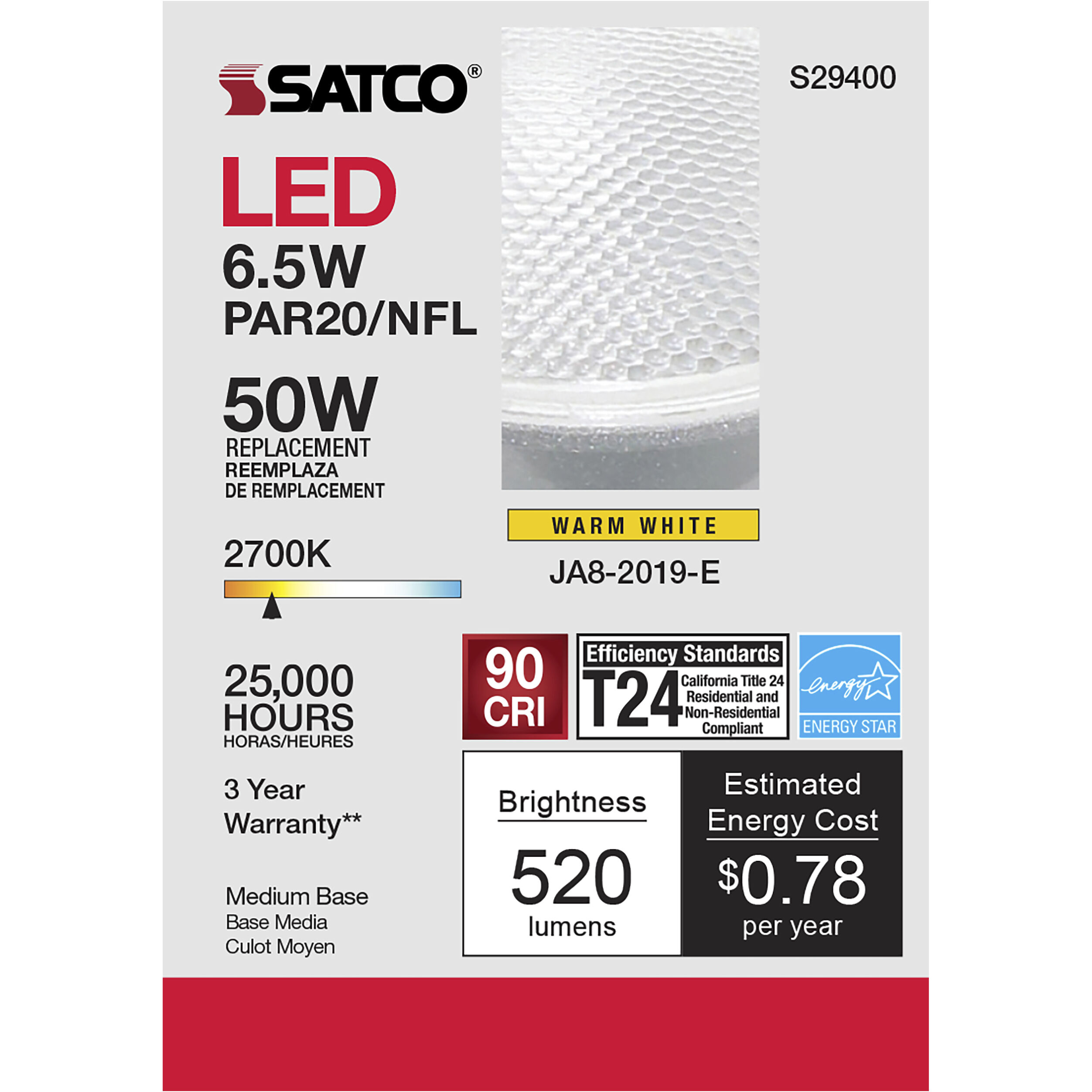 Lumos LED PAR20 Medium 6.50 watt 120 2700K LED Bulb