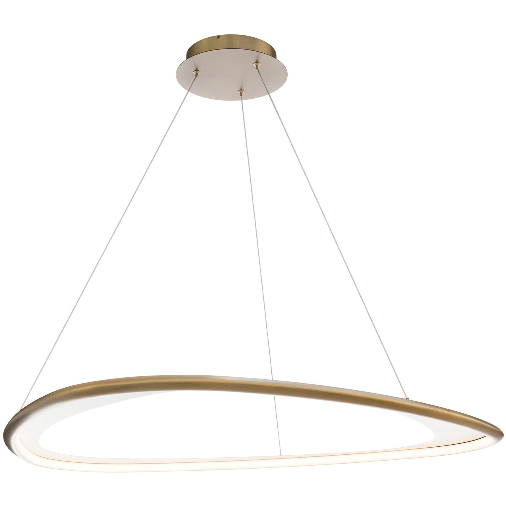 Oyster LED 42 inch Aged Brass Pendant Ceiling Light in 3000K, dweLED