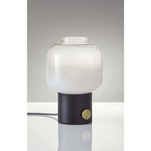 Lewis 12 inch 60.00 watt Matte Black with Antique Brass Accent Table Lamp Portable Light