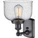 Ballston Large Bell 1 Light 8 inch Matte Black Sconce Wall Light in Seedy Glass, Ballston